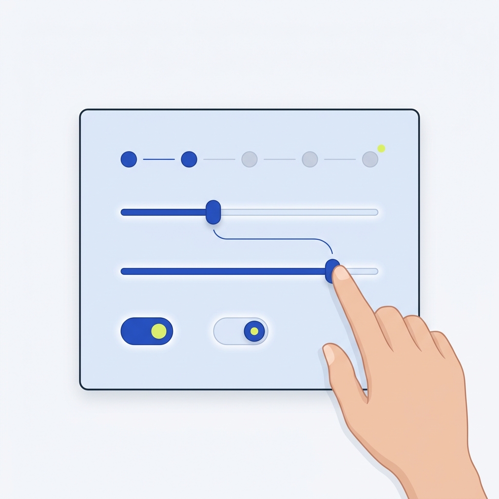 Unlabeled retry policy diagram attempt dots base and max sliders jitter toggle idempotency switch in brand colors workflow automation error handling retries