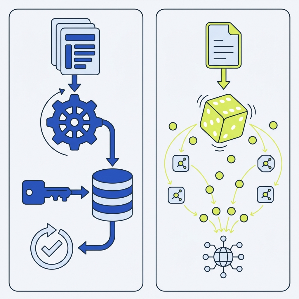 Diagram comparing a stable operation identifier with a random token